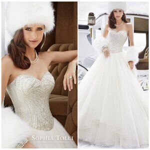 Sophia Tolli Wedding Dress Style Y21506 “Cassidy” Ball Gown + Crystal Veil